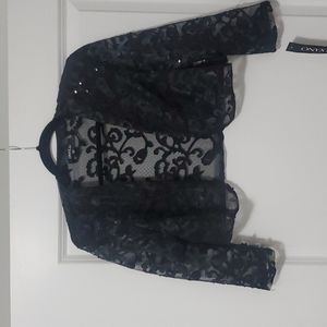 Onyx black sheer crop cardigan